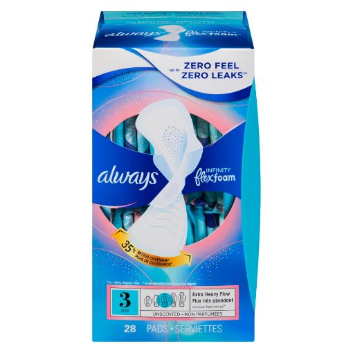 Picture of ALWAYS INFINITY SIZE 3 EXTRA HEAVY FLOW DAY UNSCENTED 2X 28S