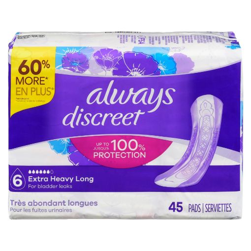Picture of ALWAYS DISCREET PADS - EXTRA HEAVY - LONG 45S
