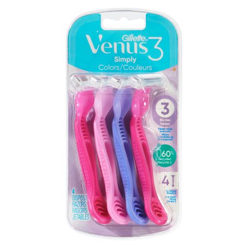 Picture of GILLETTE VENUS SIMPLY 3 PINK RAZOR - DISPOSABLE 4S                         