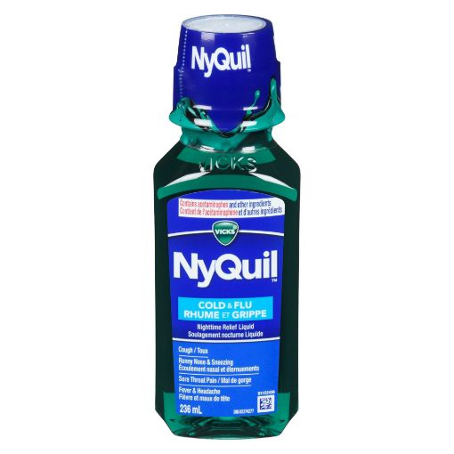 Picture of VICKS NYQUIL COLD and FLU LIQUID - ORIGINAL 236ML