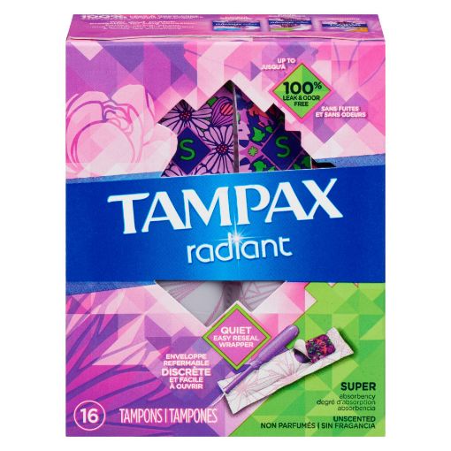 Picture of TAMPAX RADIANT TAMPONS - UNSCENTED - SUPER 16S                             