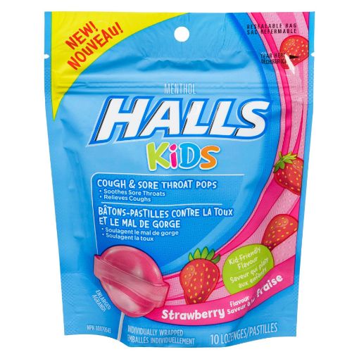 Picture of HALLS KIDS POPS - STRAWBERRY - BAG 10S                                     