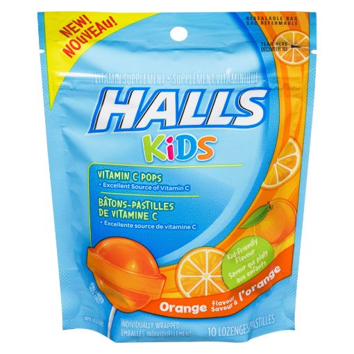 Picture of HALLS KIDS POPS - ORANGE - BAG 10S                                         