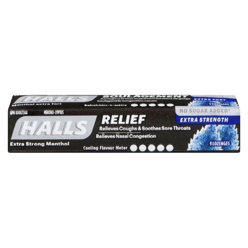 Picture of HALLS LOZENGE - EXTRA STRONG - SUGAR FREE 9S                               