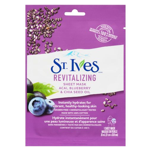 Picture of ST. IVES REVITALIZING SHEET MASK  - ACAI BLUEBERRY 25ML                