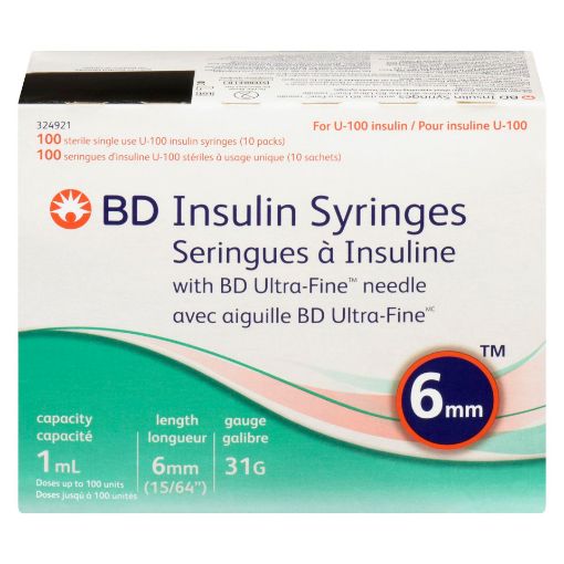Picture of BD INSULIN SYRINGES W/BD ULTRA-FINE NEEDLE 1ML 31G 6MM  100S