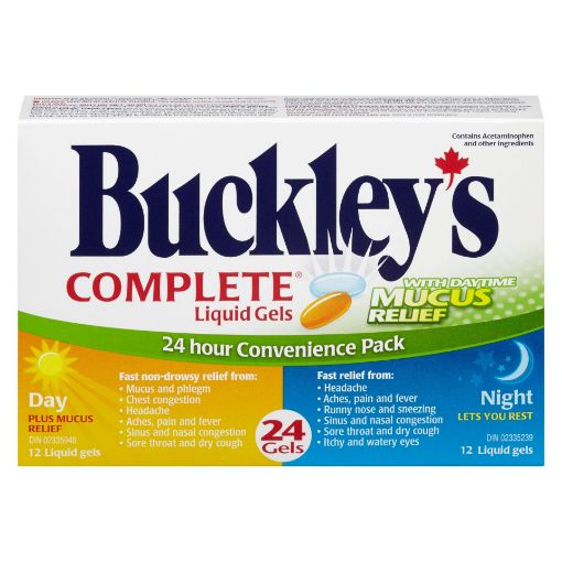 Picture of BUCKLEYS COMPLETE DAY/NIGHT 24HR W/ MUCOUS RELIEF LIQUI-GELS 12+12S