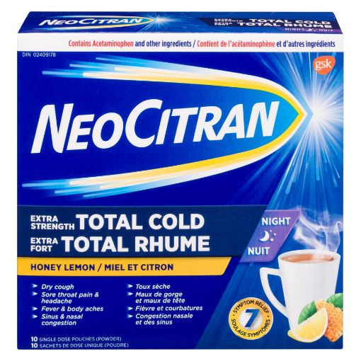 Picture of NEO CITRAN TOTAL COLD EXTRA STRENGTH - NIGHT - HONEY LEMON 10S