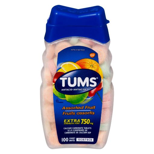 Picture of TUMS EXTRA STRENGTH - ASST FRUIT TABLET 750MG 100S                         