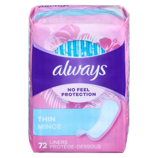 Picture of ALWAYS PANTY LINERS - THIN REGULAR - UNSCENTED 1.2X 72S
