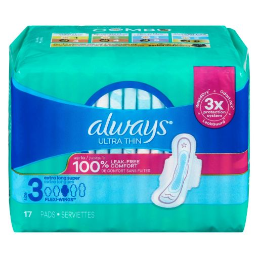 Picture of ALWAYS ULTRA THIN LINERS - SIZE 3 EXTRA LONG - SUPER - UNSCENTED 1.2X 17S