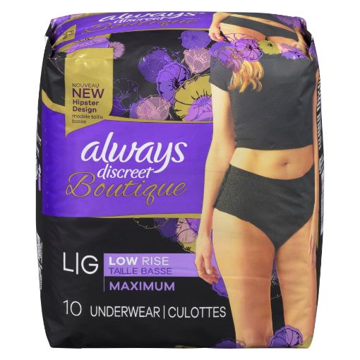Pharmasave  Shop Online for Health, Beauty, Home & more. ALWAYS DISCREET  BOUTIQUE UNDERWEAR - LOW RISE BLACK LG 10S