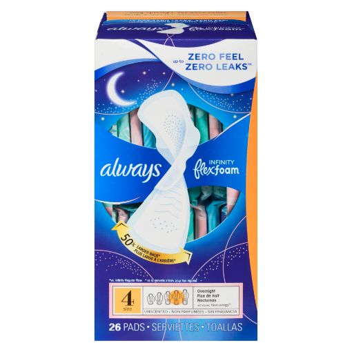 Picture of ALWAYS INFINITY PADS - OVERNIGHT - UNSCENTED 2X - SIZE 4 26S               