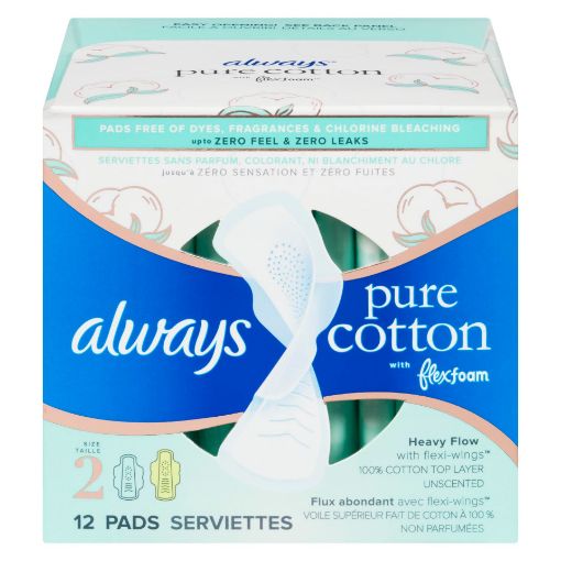 Picture of ALWAYS INFINITY NATURALS - PURE COTTON WITH FLEXFOAM SZ2 1X 12S            