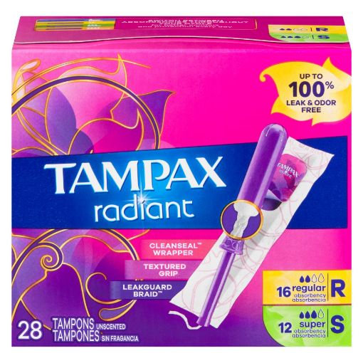 Picture of TAMPAX RADIANT TAMPONS - DUO REG/SUP 2X 28S