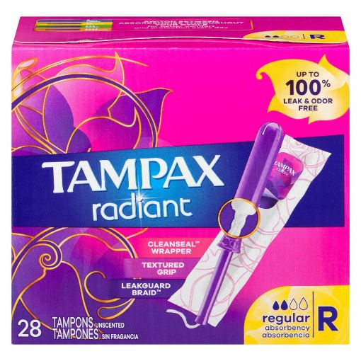 Picture of TAMPAX RADIANT 22 - REGULAR - UNSCENTED 2X 28S