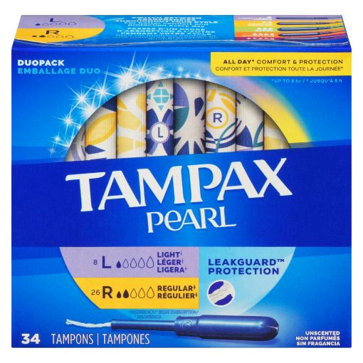 Picture of TAMPAX PEARL TAMPONS - DUO PACK UNSCENTED 34S