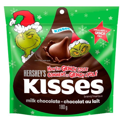 Picture of HERSHEYS KISSES - GRINCH MILK CHOCOLATE POUCH 180GR