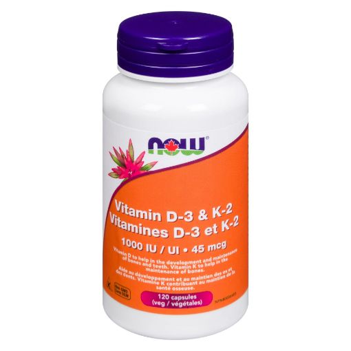 Picture of NOW VITAMIN D3 and K2 -  1000 IU/ UI 45MCG 120S