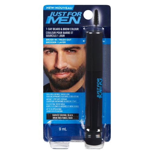 Picture of JUST FOR MEN 1 DAY BEARD and BROW COLOUR DARKEST BROWN/BLACK 9ML