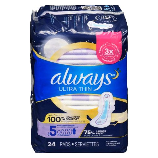 Picture of ALWAYS ULTRA - SIZE 5 EXTRA HEAVY OVERNIGHT - UNSCENTED 2X 24S