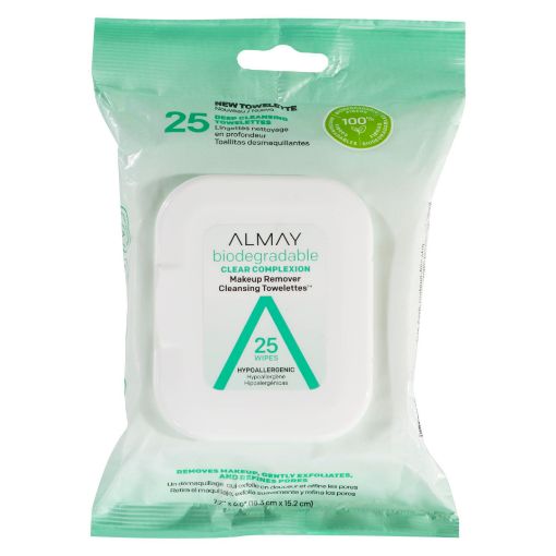 Picture of ALMAY BIODEGRADABLE CLEAR COMPLEXION MAKEUP REMOVER CLEANSING TOWELETTES   