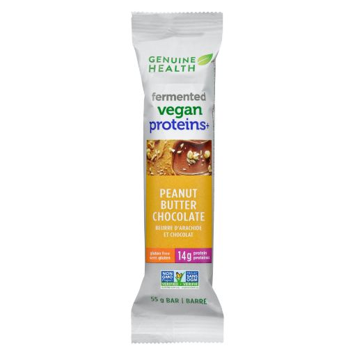 Picture of GENUINE HEALTH FERMENTED VEGAN PROTEINS+ PEANUT BUTTER CHOCOLATE BAR 55GR  
