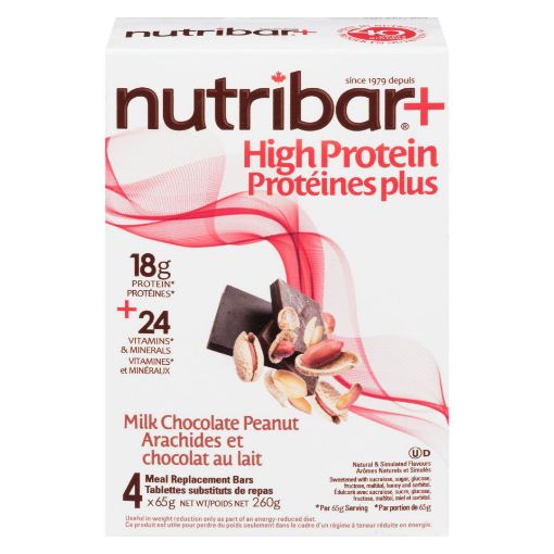 Picture of NUTRIBAR HIGH PROTEIN - MILK CHOCOLATE PEANUT  4X65GR                      