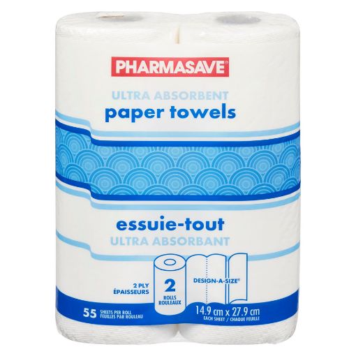 Picture of PHARMASAVE PAPER TOWELS - JUMBO 55 SHEETS 2 ROLL                           