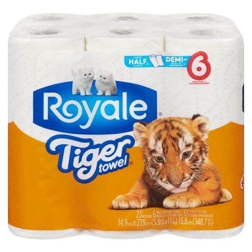 Picture of ROYALE TIGER TOWEL 6 ROLL                                                  