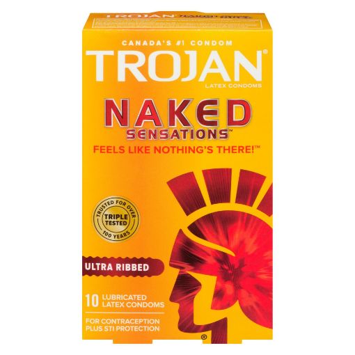Picture of TROJAN NAKED SENSATIONS CONDOMS - ULTRA RIBBED 10S                         
