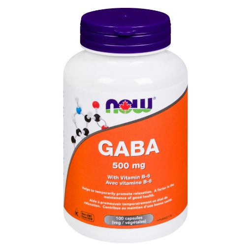 Picture of NOW GABA 500MG WITH VITAMIN B-6 - VEGETABLE CAPSULES 100S                            