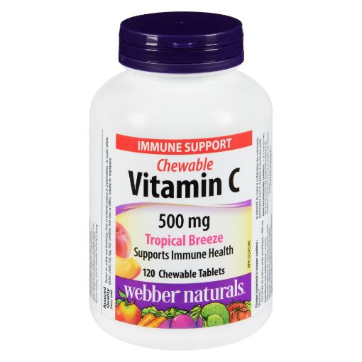 Picture of WEBBER NATURALS VITAMIN C 500MG - TROPICAL - CHEWABLE TABLETS 120S