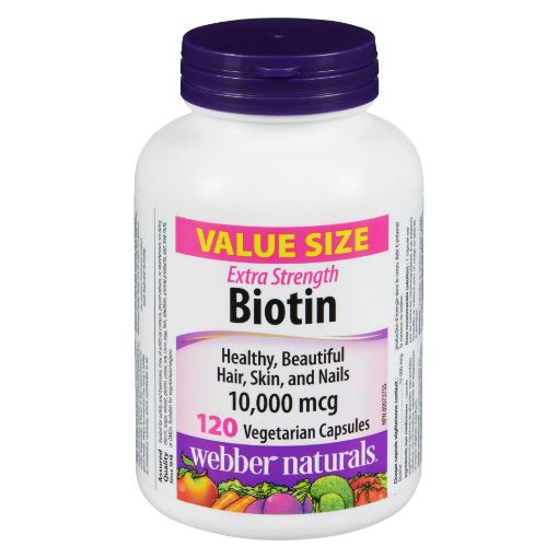 Picture of WEBBER NATURALS BIOTIN - EXTRA STRENGTH 10,000MCG - VALUE SIZE 120S