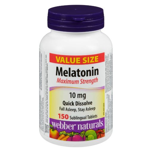 Picture of WEBBER NATURALS MELATONIN 10MG VALUE SIZE SUBLINGUAL TABLETS 150S