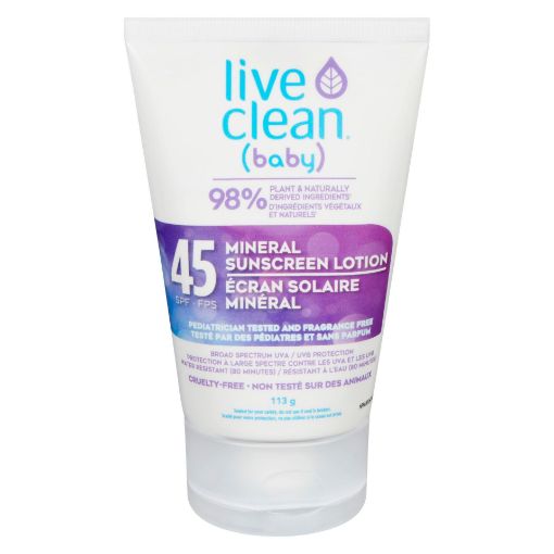 Picture of LIVE CLEAN MINERAL BABY SUNSCREEN LOTION SFP45 113GR                       