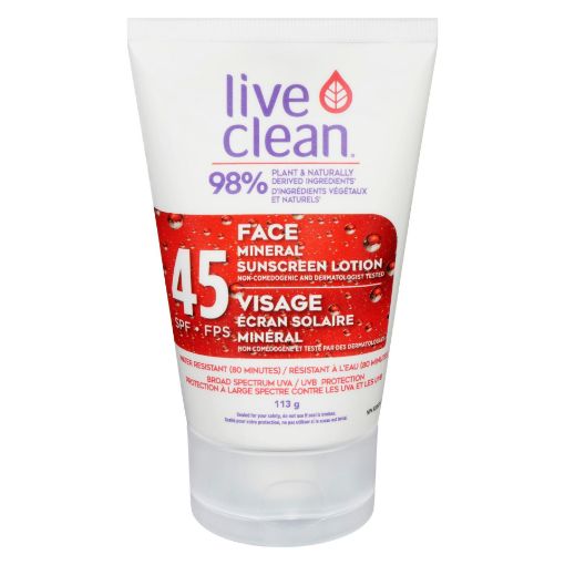Picture of LIVE CLEAN MINERAL FACE SUNSCREEN LOTION SFP45 113GR                       