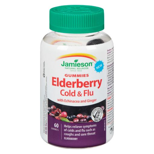 Picture of JAMIESON COLD and FLU GUMMY - BLACK ELDERBERRY W/ECHINACEA and GINGER 60S