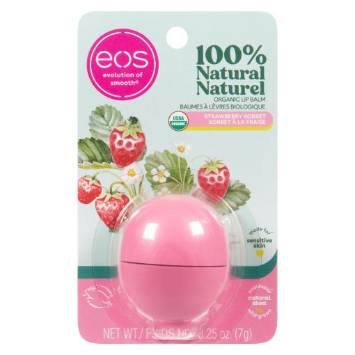 Picture of EOS ORGANIC LIP BALM SPHERE - STRAWBERRY SORBET 7GR                        