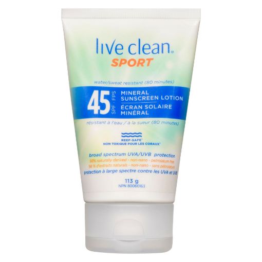 Picture of LIVE CLEAN MINERAL SPORT SUNSCREEN LOTION SFP45 113GR                      