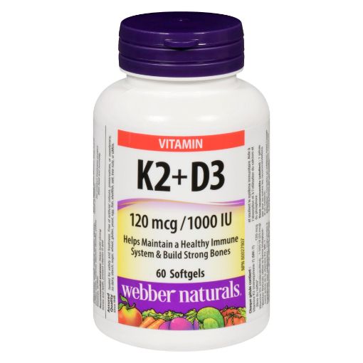 Picture of WEBBER NATURALS VITAMIN K2 and D3 - SOFTGELS 120MCG/1000 60S