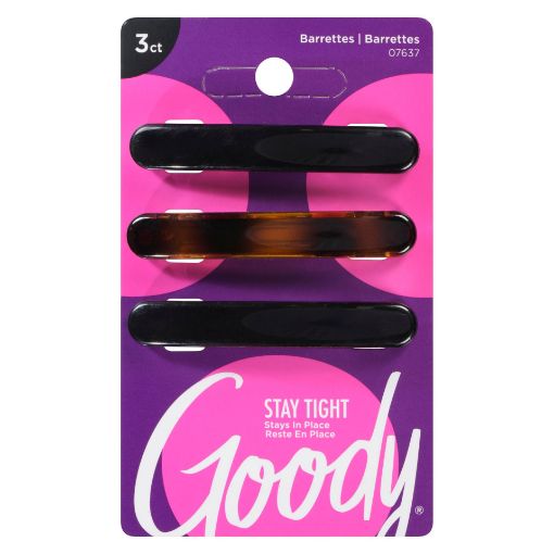Picture of GOODY SLIDE PROOF AUTOCLASP BARRETTES - SMALL - BLACK/TORT 3S