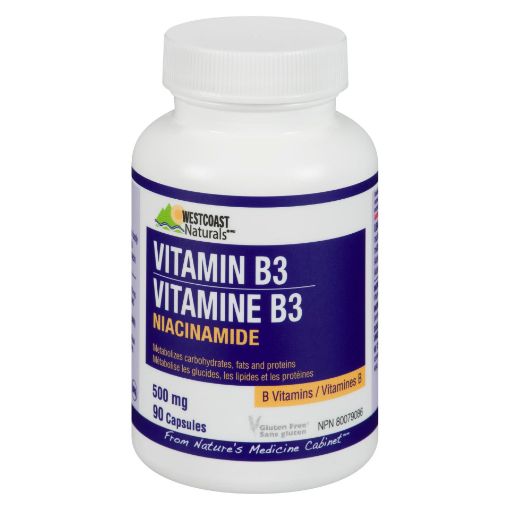 Picture of WESTCOAST NATURALS VITAMIN B3 NIACINAMIDE 500MG CAPSULES 90S