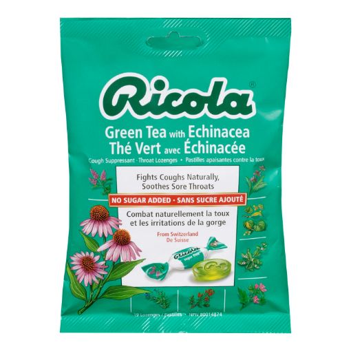 Picture of RICOLA SWISS HERB LOZENGE DROPS - GREEN TEA W/ECHINACEA - NSA 19S