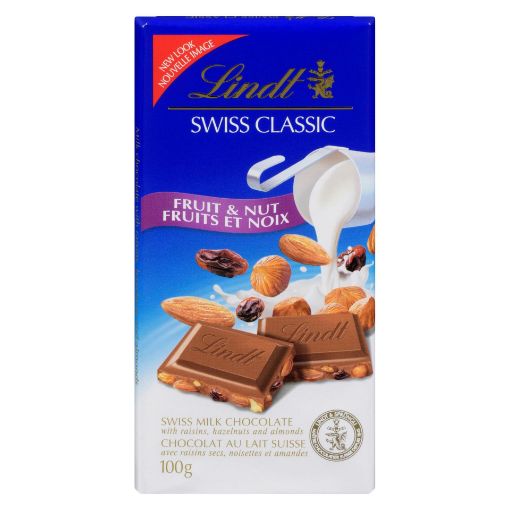 Picture of LINDT SWISS CLASSIC BAR - NUTS and RAISIN - MILK 100GR