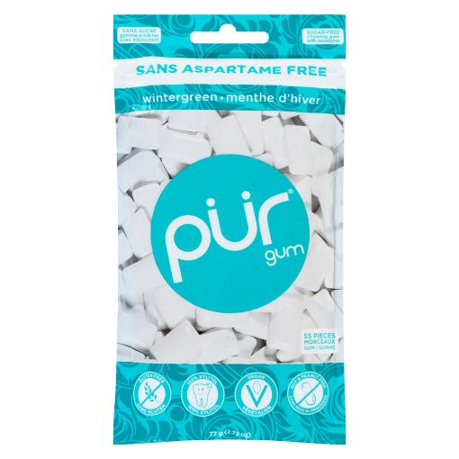 Picture of PUR GUM BAGS - WINTERGREEN 55S 80GR                                        