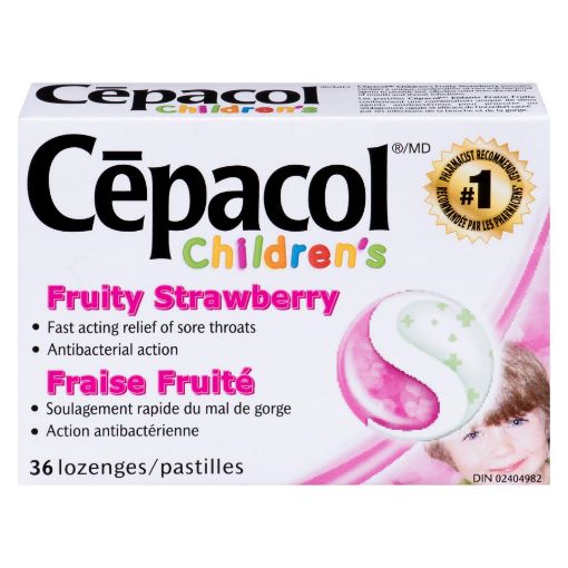 Picture of CEPACOL LOZENGES - CHILDRENS - FRUITY STRAWBERRY 36S              