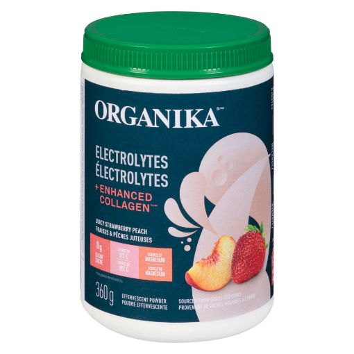 Picture of ORGANIKA ELECTROLYTES + ENHANCED COLLAGEN - JUICY STRAWBERRY PEACH 360GR   