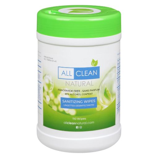 Picture of ALL CLEAN NATURALS 70% USP ETHYL ALCOHOL SANITIZING WIPES CANISTER 110S    