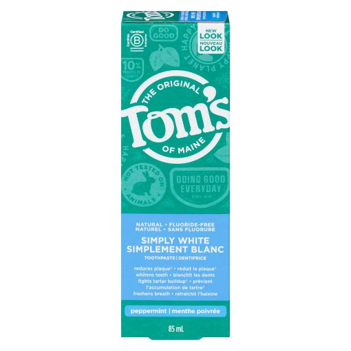 Picture of TOMS OF MAINE SIMPLY WHITE TOOTHPASTE – FLOURIDE-FREE PEPPERMINT 85ML      